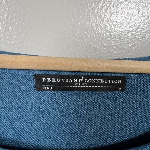 Peruvian Connection Pima Cotton Sweater Tunic Size Small Blue Dolman Sleeve - Picture 3 of 7